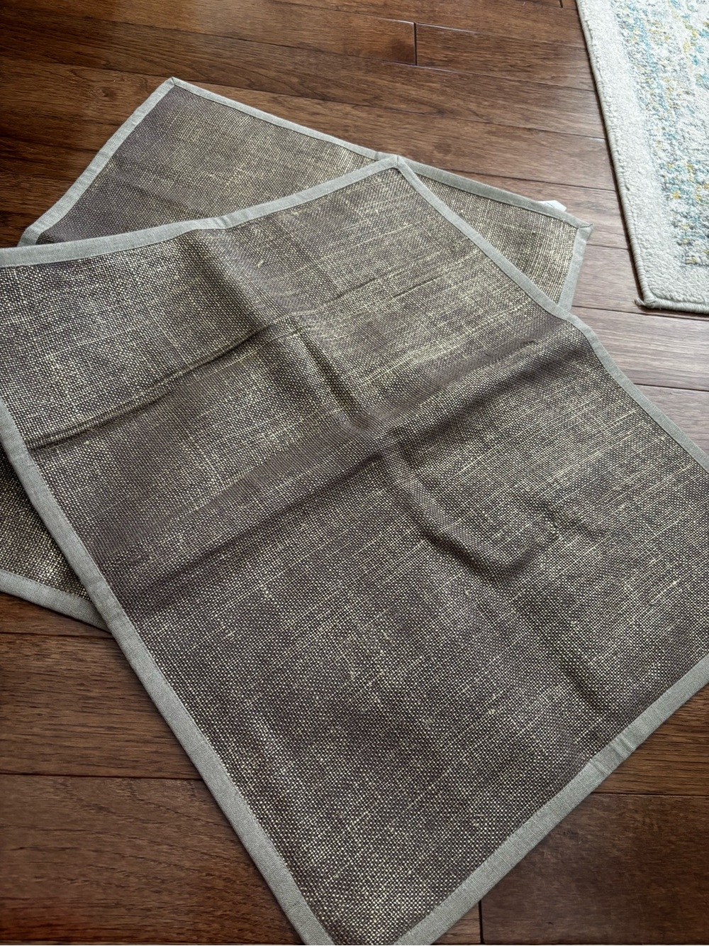Pottery Barn Brown and Gold Woven Placemat Set